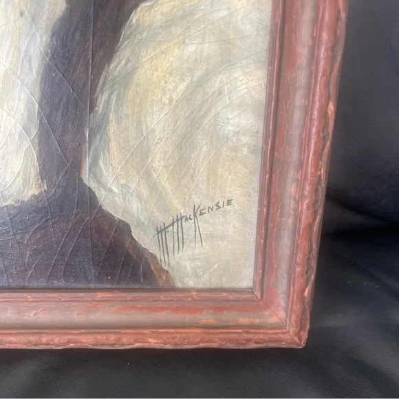 Reproduction Painting Portrait Gypsy Woman Bohemian Artist Signed VTG Framed
